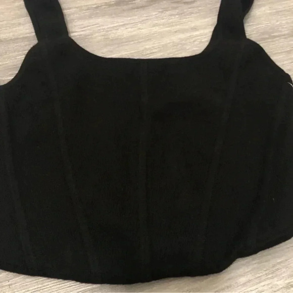 Aritzia Wilfred Natalie knit ribbed Square Neck bustier top in Black size L - Picture 2 of 8